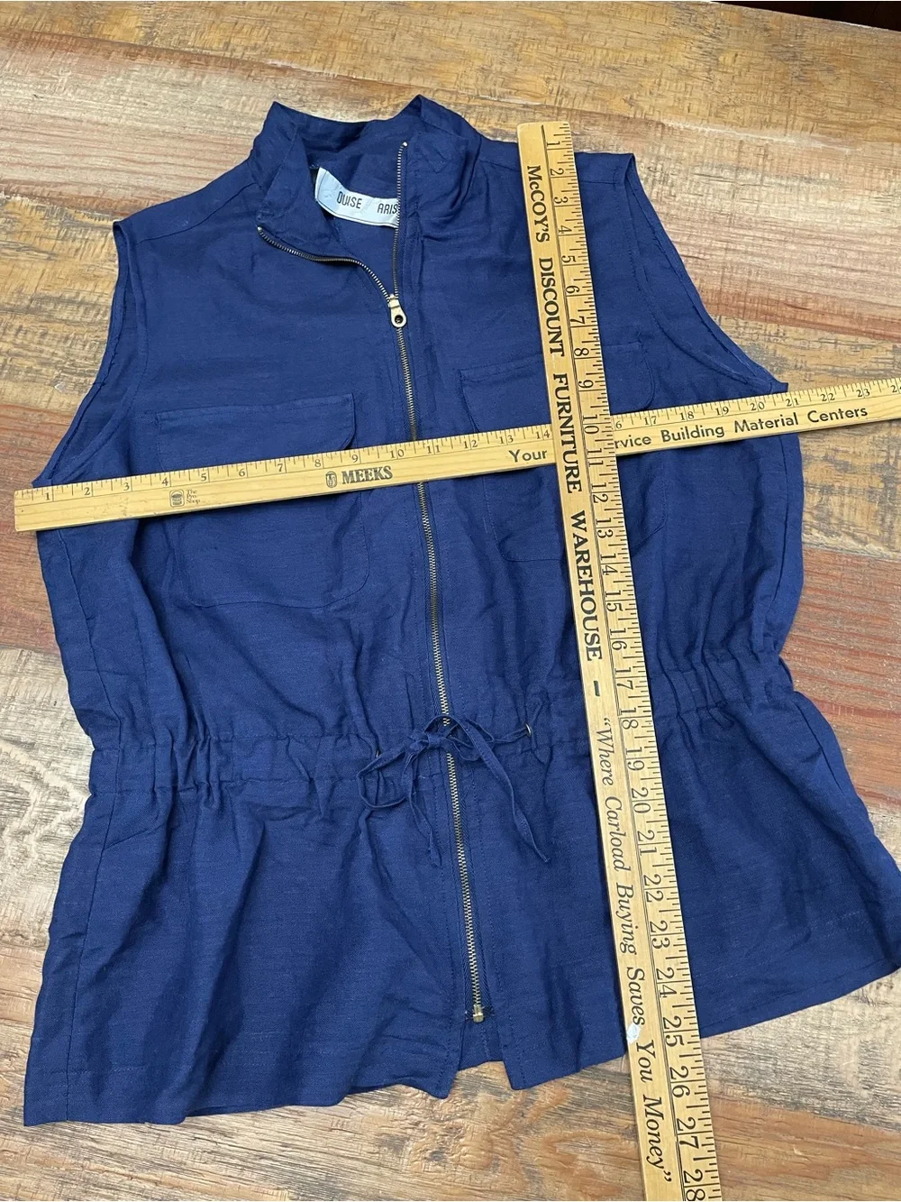 Louise Paris Linen zipper vest cinch waist beach coastal